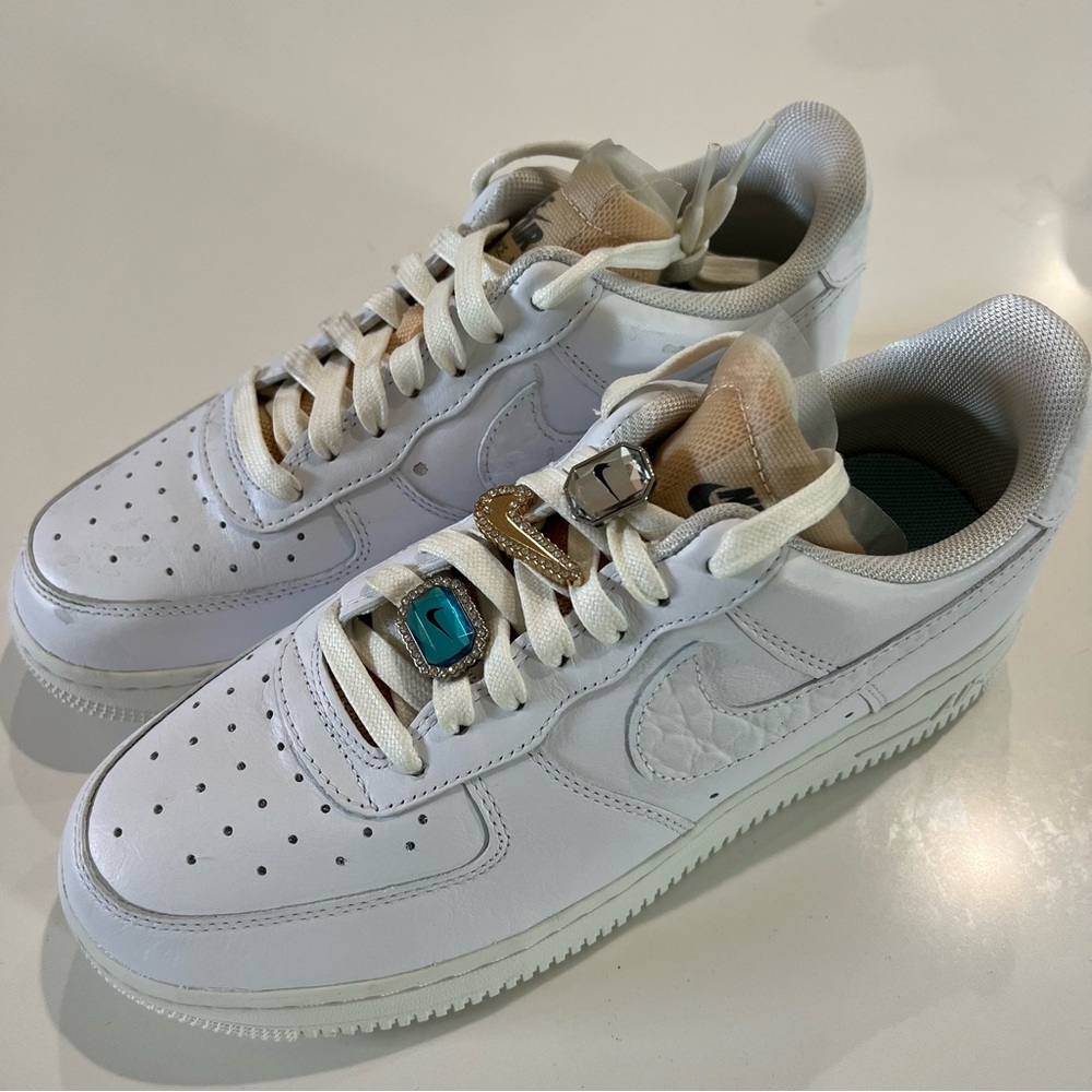 Nike W Air Force 1 Low '07 LX Bling White Sneakers Shoes CZ8101-100 Wmn Size 8